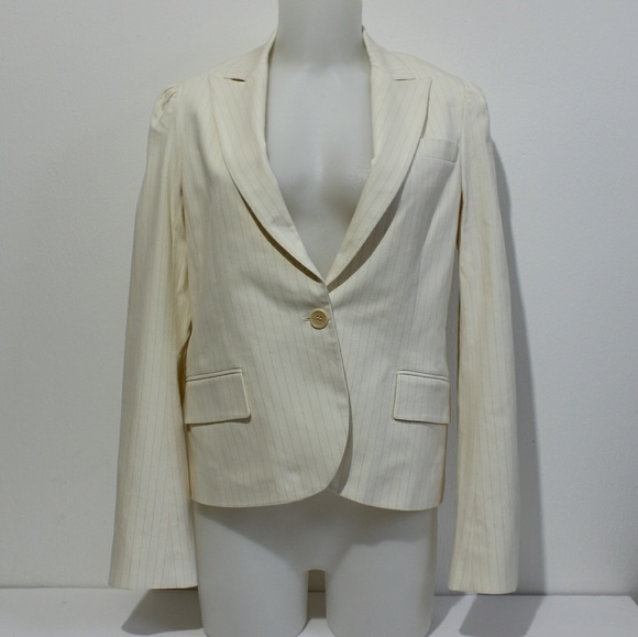 Theory Jackets & Blazers - Theory cream and pink pin striped blazer